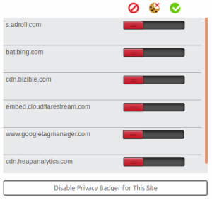 Privacy Badger addon on Cloudflare's website