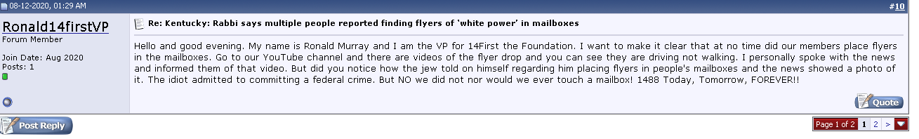 Fliers weren't placed in mailboxes.  Who do you believe, a White man or a mailbox stuffing rabbi?