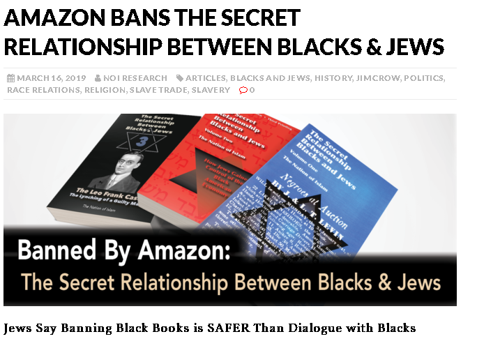 Nation of Islam's page on the banning of this book by Amazon