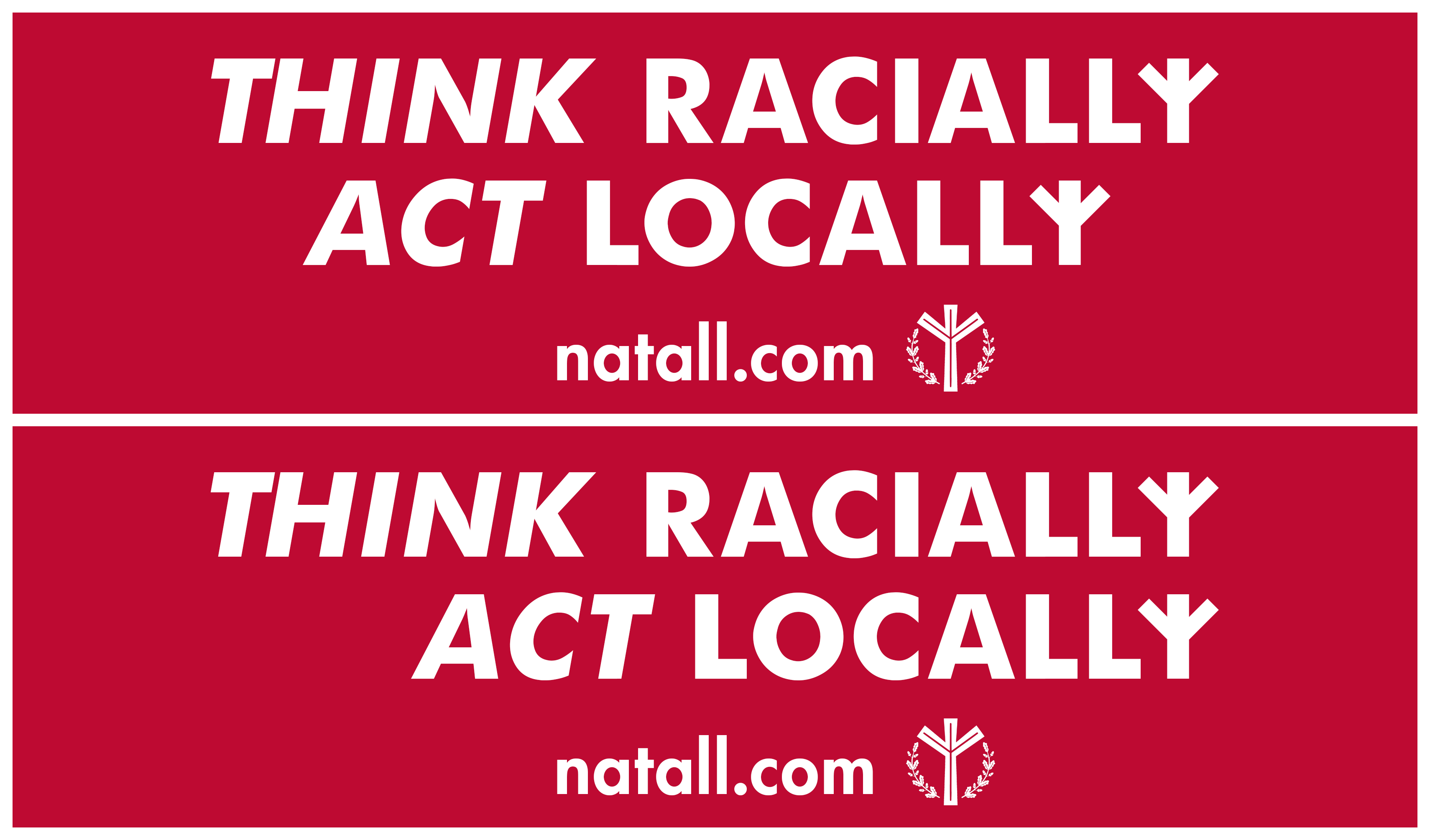 mockup of some NatAll bumper stickers