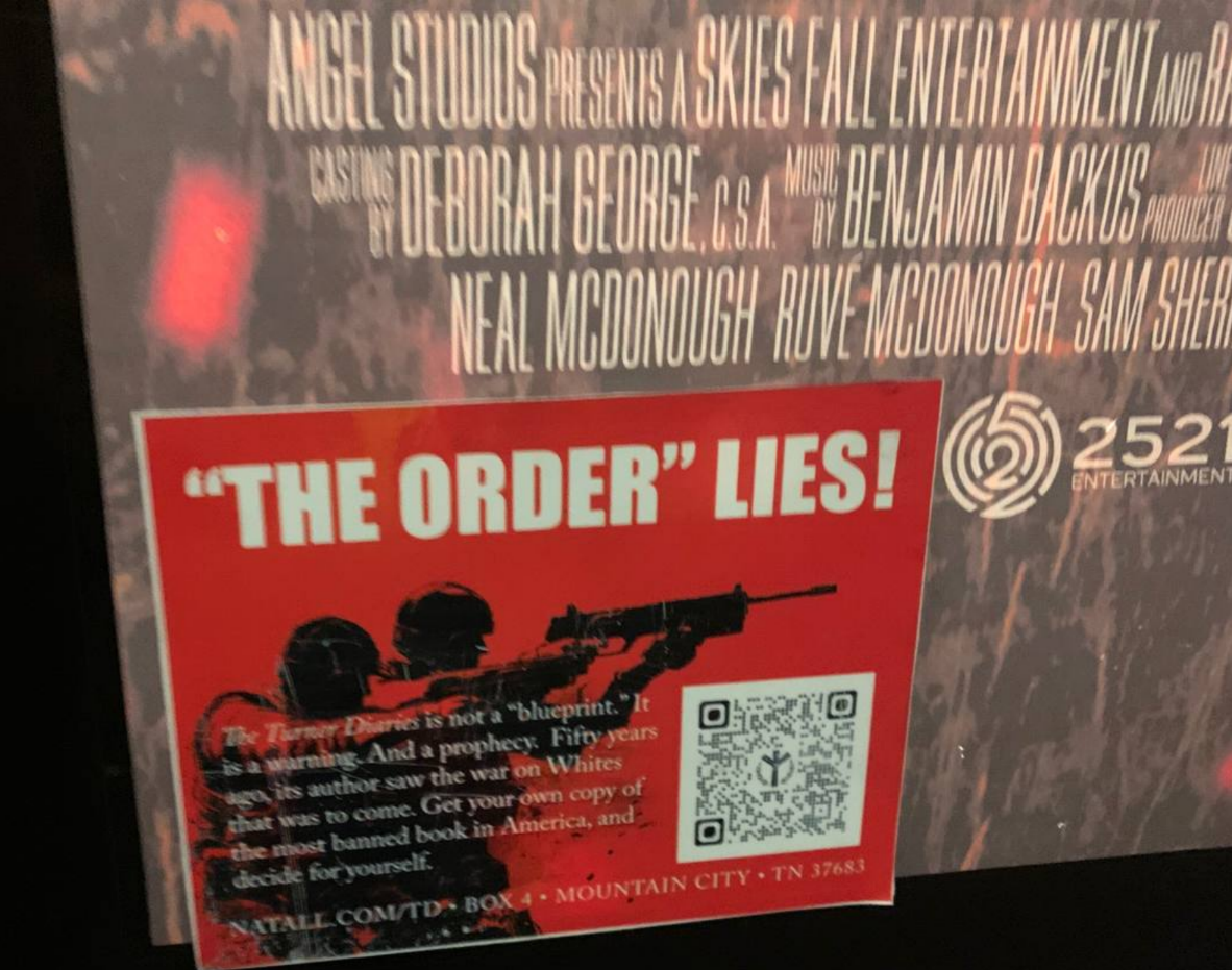 Sticker on poster