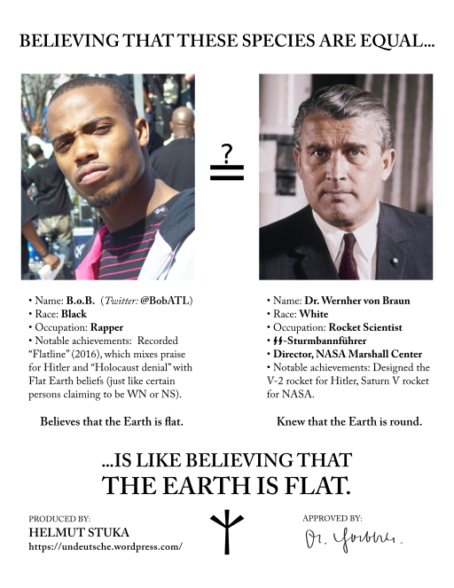 Flat-Earth B.o.B. versus Dr. Wernher von Braun:  Equals?